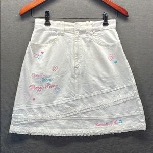 Mezzo Piano white and Pink Knee-Length‎ A-Line Skirt for Casual Wear